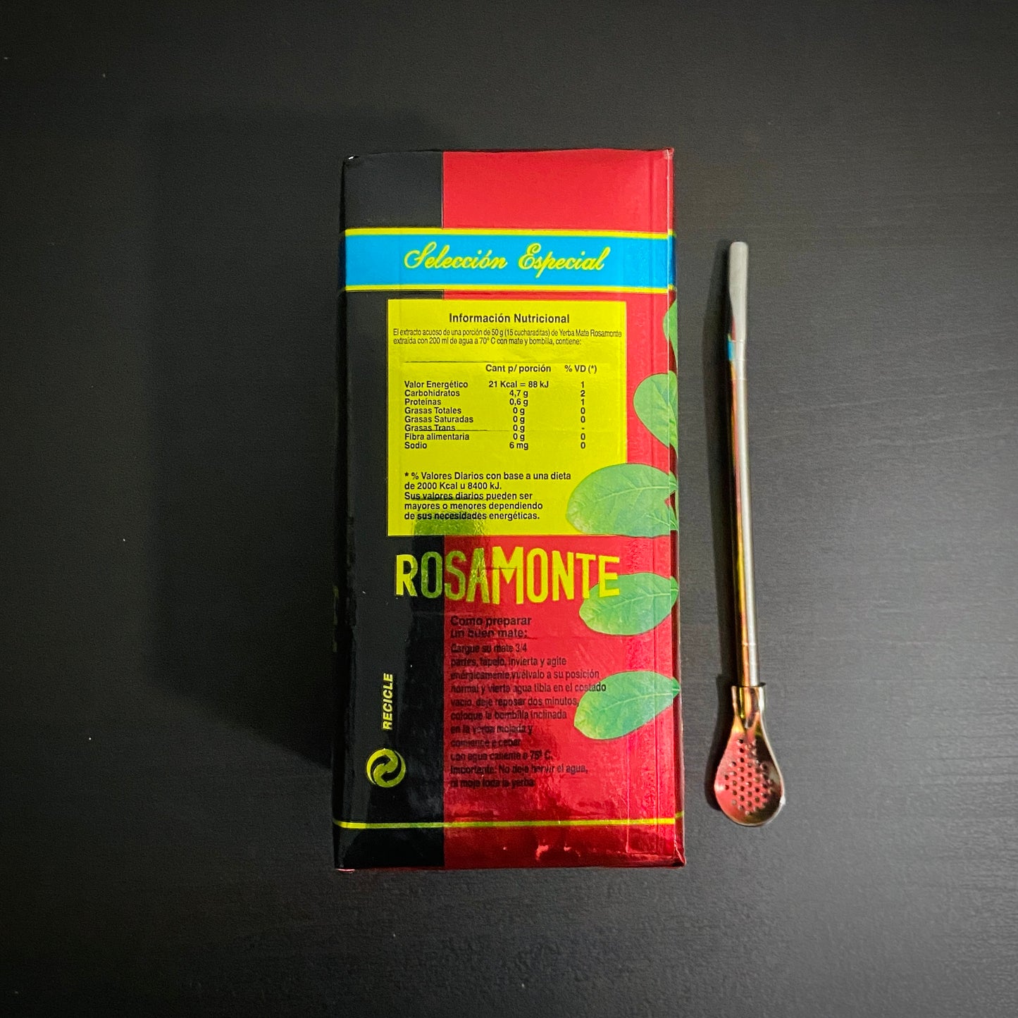 Rosamonte Especial Edition 500g Yerba Mate Tea Freshest + S.Steel Bombilla Straw Included